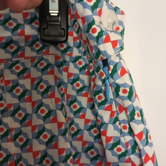 Maeve Anthropologie Pleated Mini Skirt Sz 10 Floral Check Tennis Prep 70s Mod - Picture 4 of 10